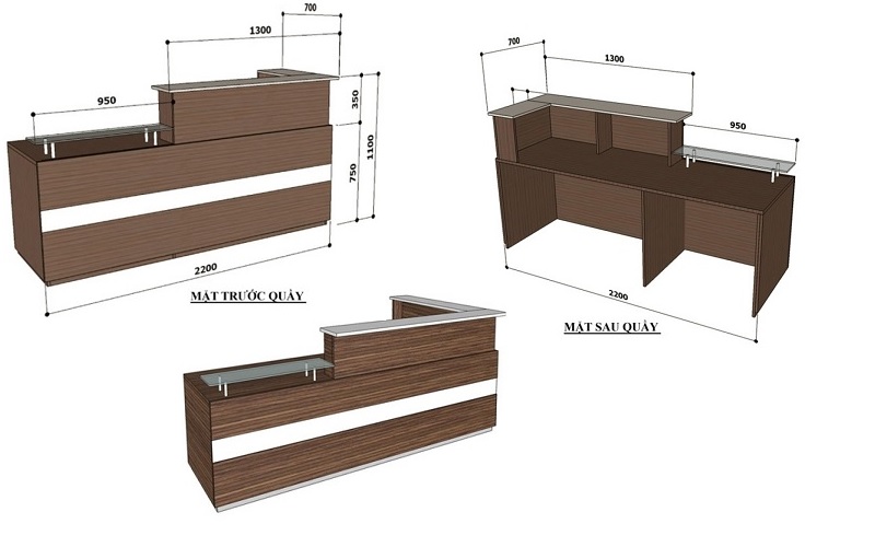 Tiêu chuẩn kích thước quầy lễ tân khách sạn, văn phòng