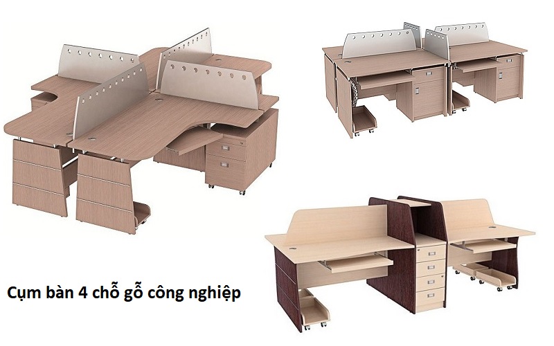 Những mẫu bàn làm việc 4 chỗ nào phổ biến hiện nay