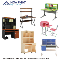 Bàn Học Liền Giá Sách