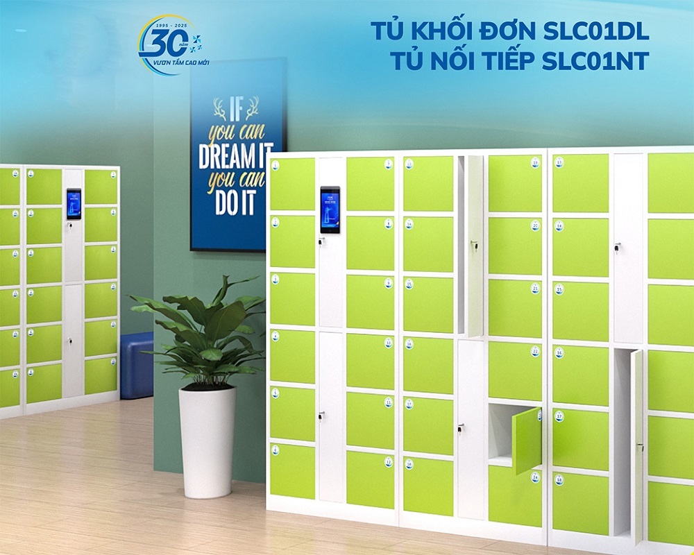 Tủ locker thông minh 12 ngăn khóa bằng điện tử nhận diện khuôn mặt Face ID