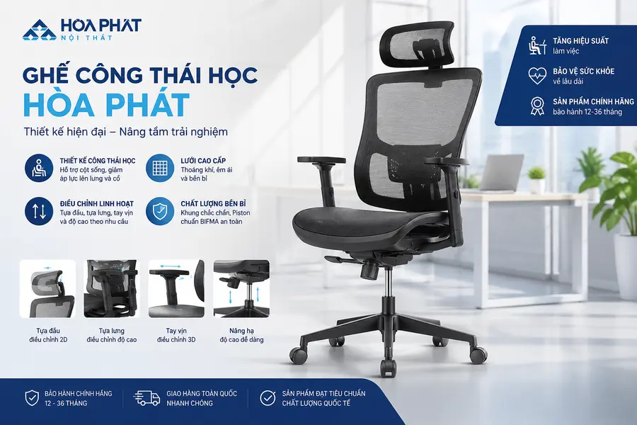 Ghế công thái học Hoà Phát
